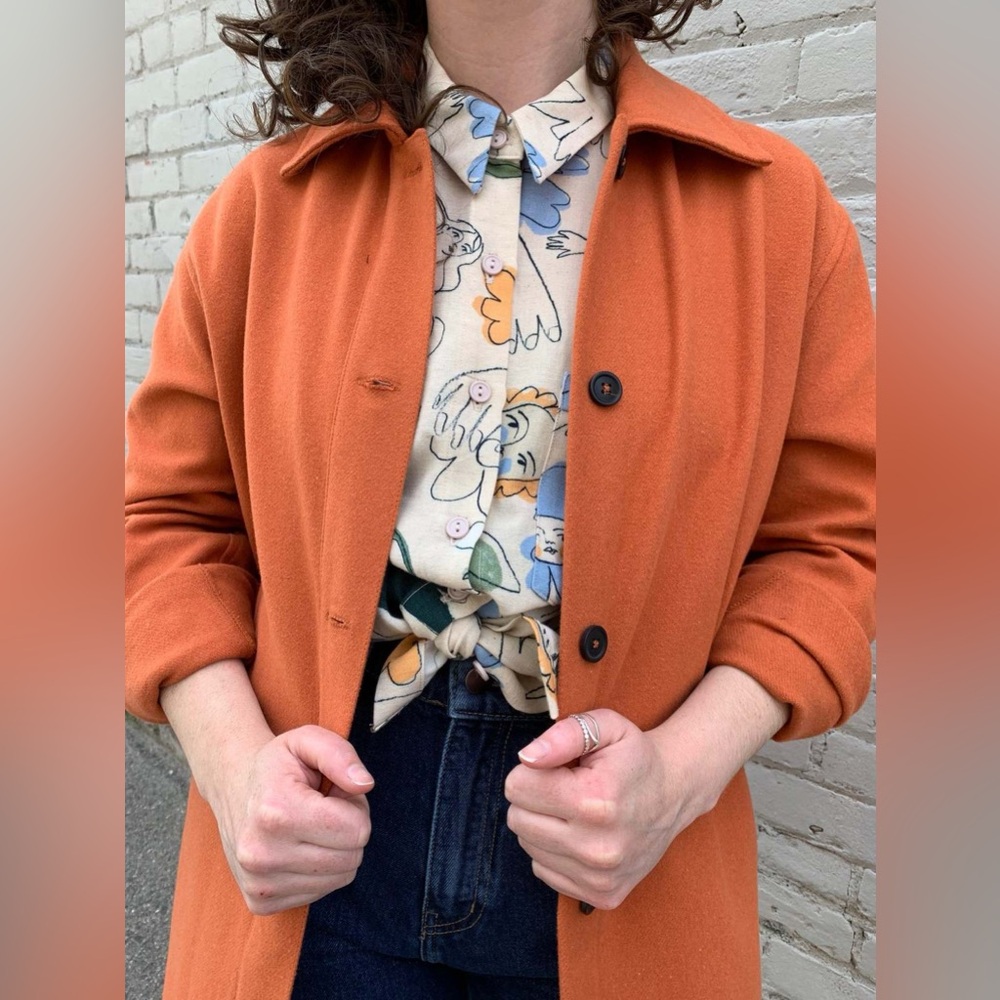 EUC ANIÁN Painters Coat in | Color Himalayan Rust (Orange) | Size Small - Picture 3 of 16